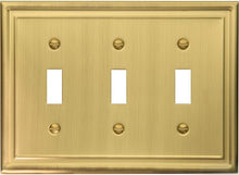 Load image into Gallery viewer, Satin Brass Wall plate Traditional Style, Triple Toggle, Generous Size, 6.7 (17.02cm) x 4.9 (12.44cm) x 1/4 (0.64cm) Deep_2-263TTTSB
