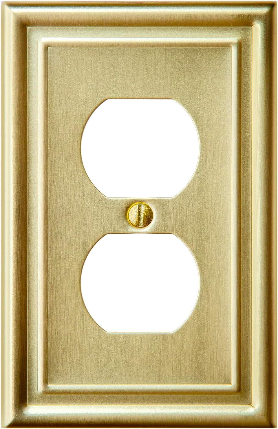 Satin Brass Wall plate, Duplex, Generous Size, 4.9in (12.44cm) x 3.1in (7.87cm) x 0.2(0.50cm) Deep_2-190DSB