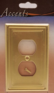 Satin Brass Wall plate, Duplex, Generous Size, 4.9in (12.44cm) x 3.1in (7.87cm) x 0.2(0.50cm) Deep_2-190DSB