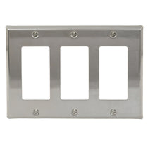 Load image into Gallery viewer, Decorative Chrome Plated Triple Rocker Wall-plate
