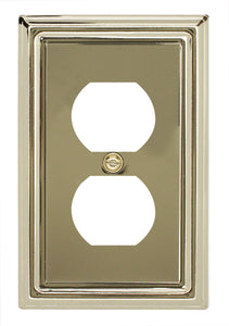 Decorative Contoured Metal "Estate" Bright Brass Wall plate 1Duplex 2-200