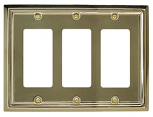 Load image into Gallery viewer, Decorative Contoured Metal &quot;Estate&quot; Bright Brass Wall plate 3Rocker2-200
