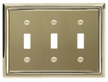 Load image into Gallery viewer, Decorative Contoured Metal &quot;Estate&quot; Bright Brass Wall plate 3Toggle 2-200
