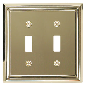 Decorative Contoured Metal "Estate" Bright Brass Wall plate 2Toggle 2-200