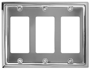 Decorative Metal Polished Chrome "Estate" 3Rocker Wallplate