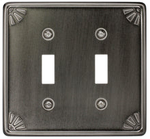 Load image into Gallery viewer, Decorative Contoured Metal &quot;STUDIO PEWTER&quot; Wallplate 2-212 Double Toggle
