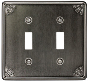 Decorative Contoured Metal "STUDIO PEWTER" Wallplate 2-212 Double Toggle