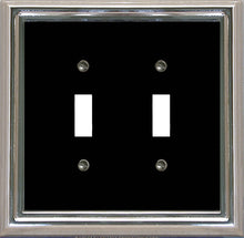 Load image into Gallery viewer, Decorative Metal Estate Chrome w/Black Centre Double Toggle Wall-plate
