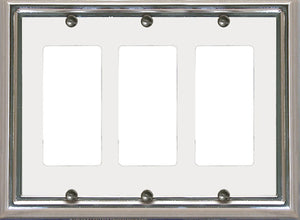 Decorative Metal Estate Chrome w/White Centre Wall Plate - 2-504RR