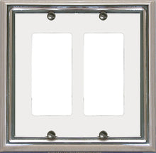 Load image into Gallery viewer, Decorative Metal Estate Chrome w/White Centre Wall Plate - 2-504RR
