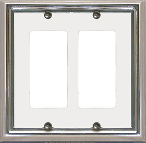 Decorative Metal Estate Chrome w/White Centre Wall Plate - 2-504RR