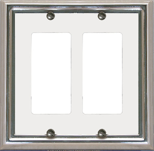 Decorative Metal Estate Chrome w/White Centre Wall Plate - 2-504RR