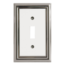 Load image into Gallery viewer, Decorative Metal Estate Chrome w/White Centre Wall Plate - 2-504RR
