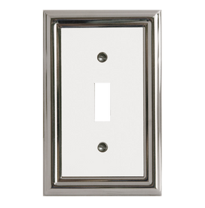 Decorative Metal Estate Chrome w/White Centre Wall Plate - 2-504RR