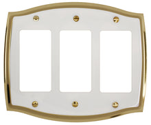 Load image into Gallery viewer, Decorative Metal White on Brass 3Rocker Wallplate
