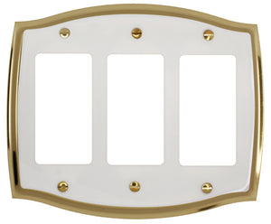 Decorative Metal White on Brass 3Rocker Wallplate