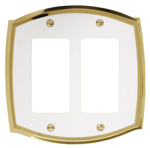 Decorative Metal White on Brass 2Rocker Wallplate