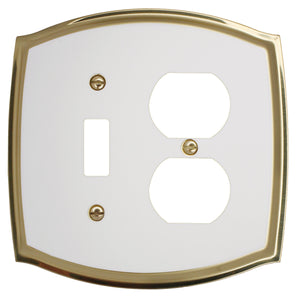 Decorative Metal White on Brass Toggle Duplex Wallplate