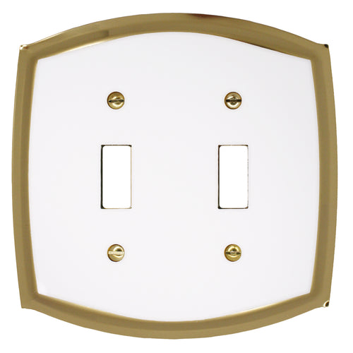 Decorative Metal White on Brass 2Toggle Wallplate