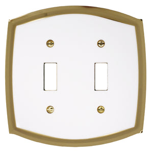 Decorative Metal White on Brass 2Toggle Wallplate