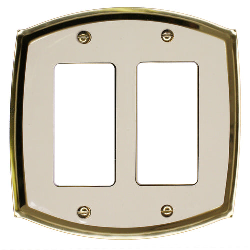 Decorative Metal Ivory on Brass Double RockerWall-plate