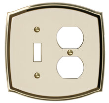 Load image into Gallery viewer, Decorative Metal Ivory on Brass Toggle duplex Wallplates
