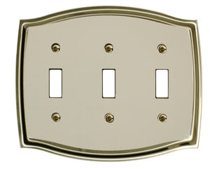 Decorative Metal Ivory on Brass 3Toggle Wallplates