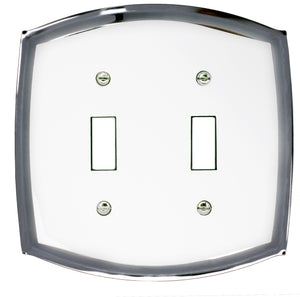 Decorative White on Chrome Metal Wallplate - 2052T