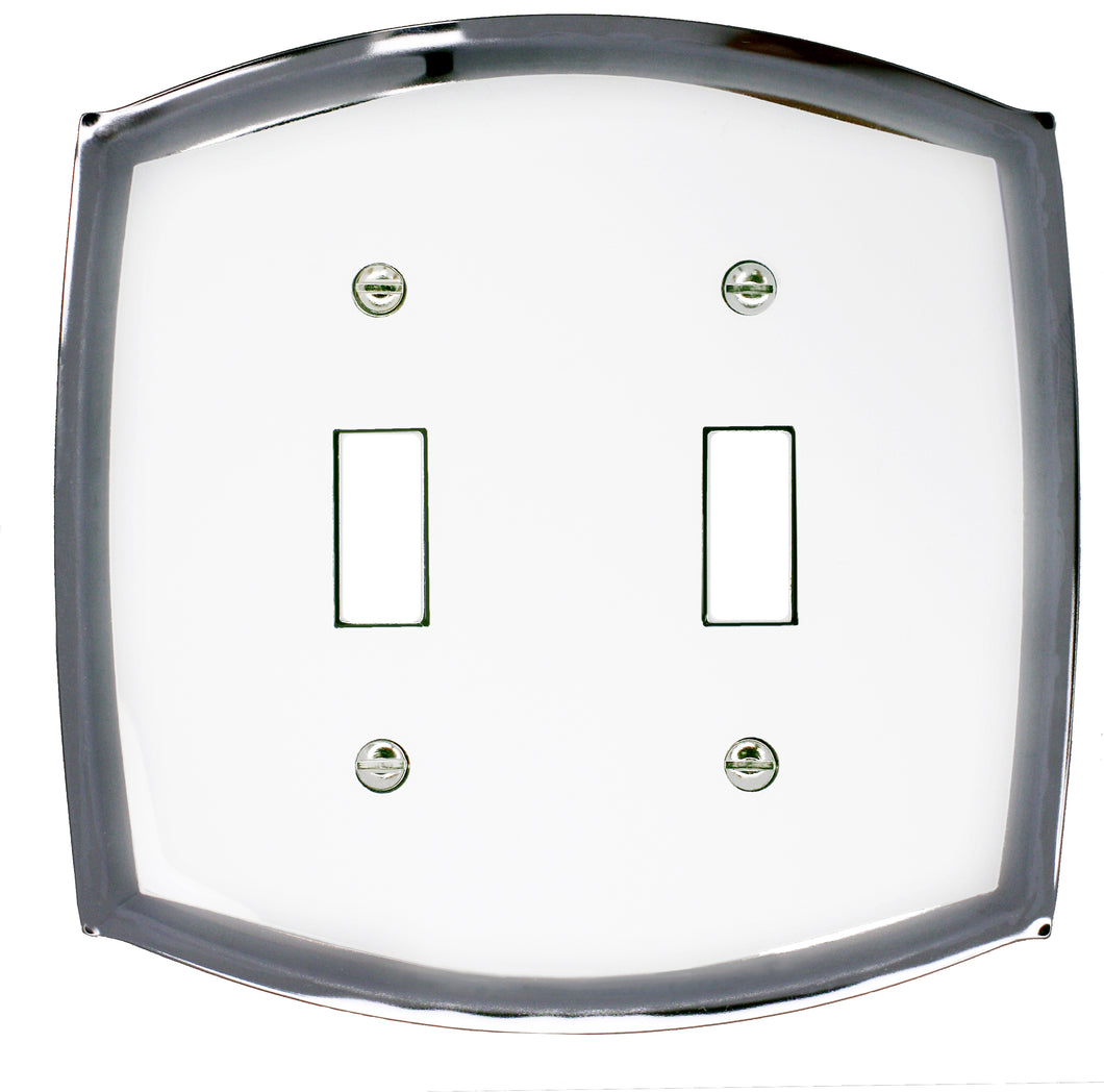 Decorative White on Chrome Metal Wallplate - 2052TT