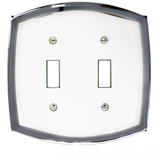 Load image into Gallery viewer, Decorative Metal Wallplate, White on Chrome 2Toggle 
