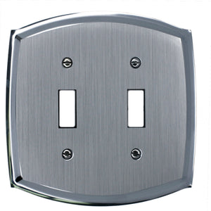 Decorative Metal Etched Steel on Chrome 2Toggle Wallplate  