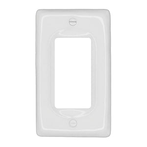 Kiln fired glossy white ceramic porcelain wall plate will accent your bath, spa, or kitchen, or any room where you desire a clean, expensive look that is easy to clean and stays sparkling white forever. A timeless and versatile accent that will prove its durability, high quality and beauty for years to come. Screws Included. Be careful not to over-tighten screws to avoid cracking the plate. Do not use automatic screwdrivers. Electrical Cover Plate size: 2 3/4" x 4 1/2", 6.98cm x 11.43cm.