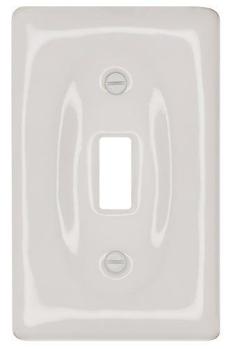 Kiln fired glossy white ceramic porcelain wall plate will accent your bath, spa, or kitchen, or any room where you desire a clean, expensive look that is easy to clean and stays sparkling white forever. A timeless and versatile accent that will prove its durability, high quality and beauty for years to come. Screws Included. Be careful not to over-tighten screws to avoid cracking the plate. Do not use automatic screwdrivers. Electrical Cover Plate size: 2 3/4