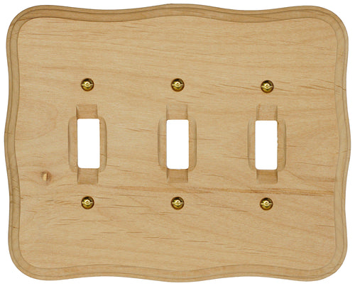 Solid Wood, Provincial Unfinished Wallplate 4-420 Toggle