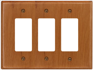 Solid Oak Wood, Switch plate, Wall plate, Cover, Triple Rocker 4-430