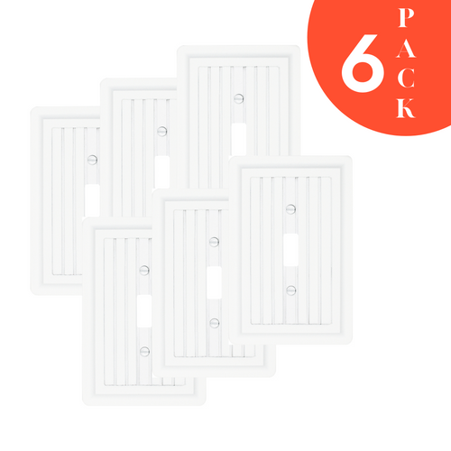 Solid Wood, Wainscott White  Rocker Wallplate - 6 Pack 