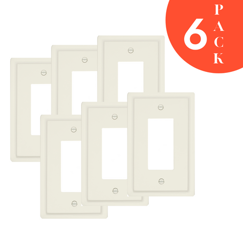 Solid Wood, Satinwood White Wallplate Rocker 29-200 - 6 Pack