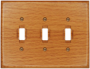 Solid Oak Wood, Switch plate, Wall plate, Cover, 3Toggle 4-430