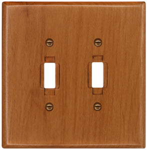 Solid Oak Wood, Switch plate, Wall plate, Cover, Double Toggle 4-430