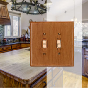 Solid Oak Wood, Switch plate, Wall plate, Cover, Double Toggle 4-430