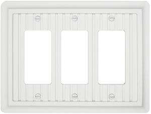 Solid Wood, Wainscott White 3Rocker Wallplate