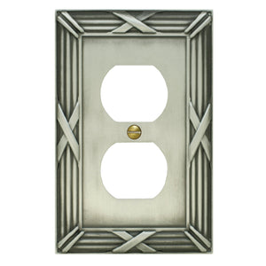 Decorative Bamboo Metal Crossed Pewter Single Duplex Wallplate