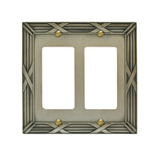 Load image into Gallery viewer, Decorative Bamboo Metal Crossed Pewter Double Rocker Wall-plate
