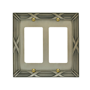 Decorative Bamboo Metal Crossed Pewter Double Rocker Wall-plate