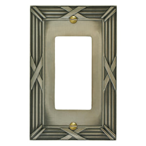 Decorative Bamboo Metal Crossed Pewter Single Rocker Wallplate