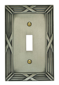 Decorative Bamboo Metal Crossed Pewter Single Toggle Wall-plate