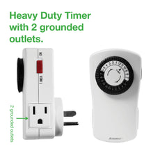 Load image into Gallery viewer, Heavy duty timer with 2 grounded outlets T112
